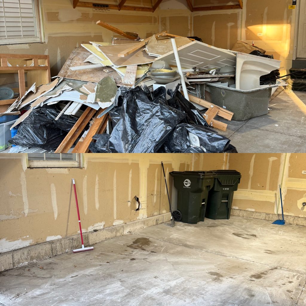 Professional junk removal service hauling away demolition clutter